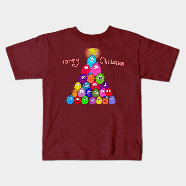 Merry fuzzy christmas Kids T-Shirt by wolfmanjaq